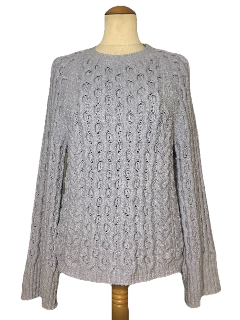 J.Crew Cotton Blend Boucle Cable Knit Sweater Lavender